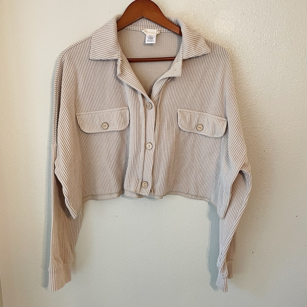 Altar’d State Beige Long Sleeve Crop Top Jacket